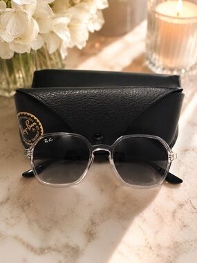 Ray-Ban Clear Gray Gradient Square Sunglasses w/ Case